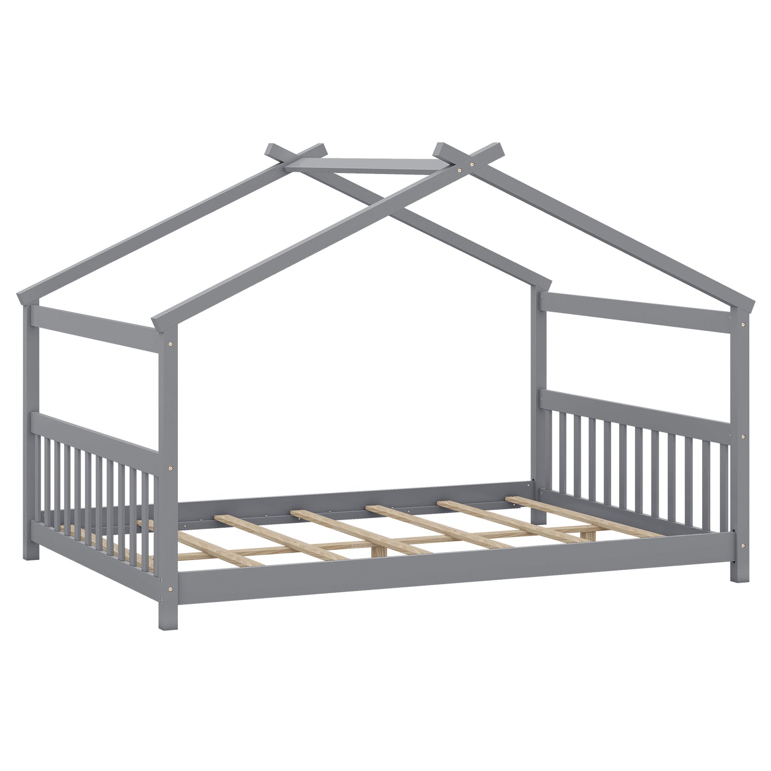 Full Size House Bed Montessori Floor Bed with Headboard