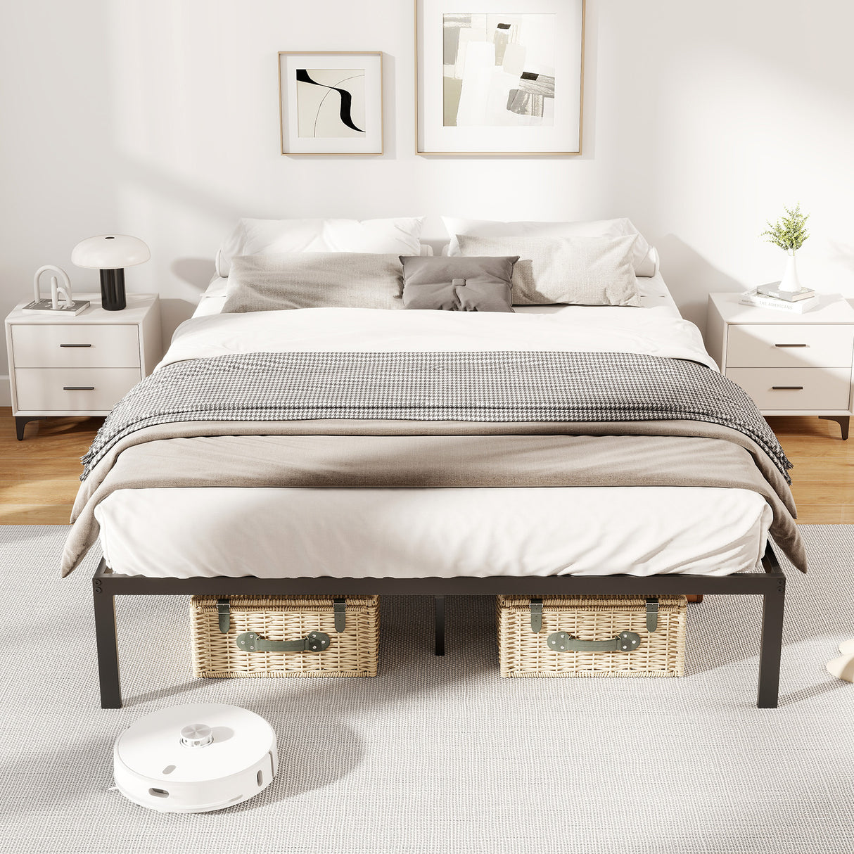 Full/Queen/King Size Metal Bed Frame Heavy Duty Support Slats Mattress Foundation