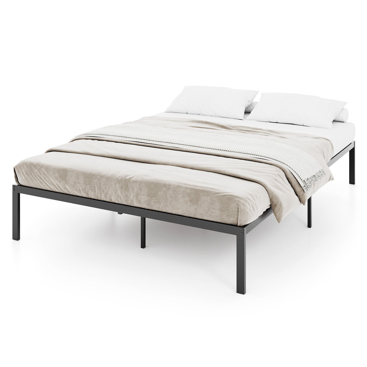 Full/Queen/King Size Metal Bed Frame Heavy Duty Support Slats Mattress Foundation