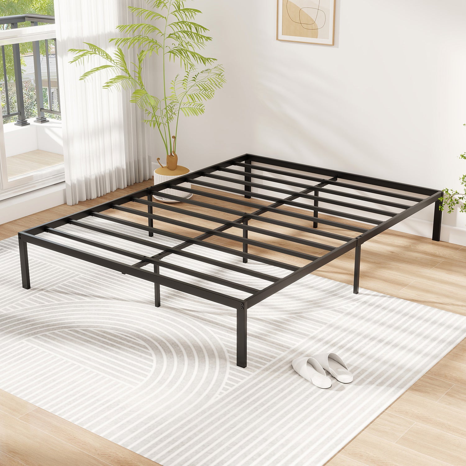 Full/Queen/King Size Metal Bed Frame Heavy Duty Support Slats Mattress Foundation
