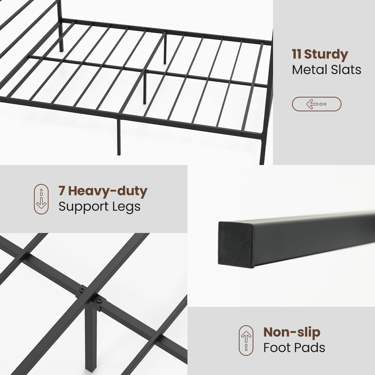 Twin/Full/Queen Size Metal Canopy Bed Frame with Slat Support