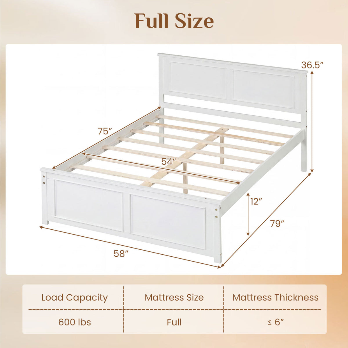 Full/Queen/Twin Size Platform Bed Frame with Headboard