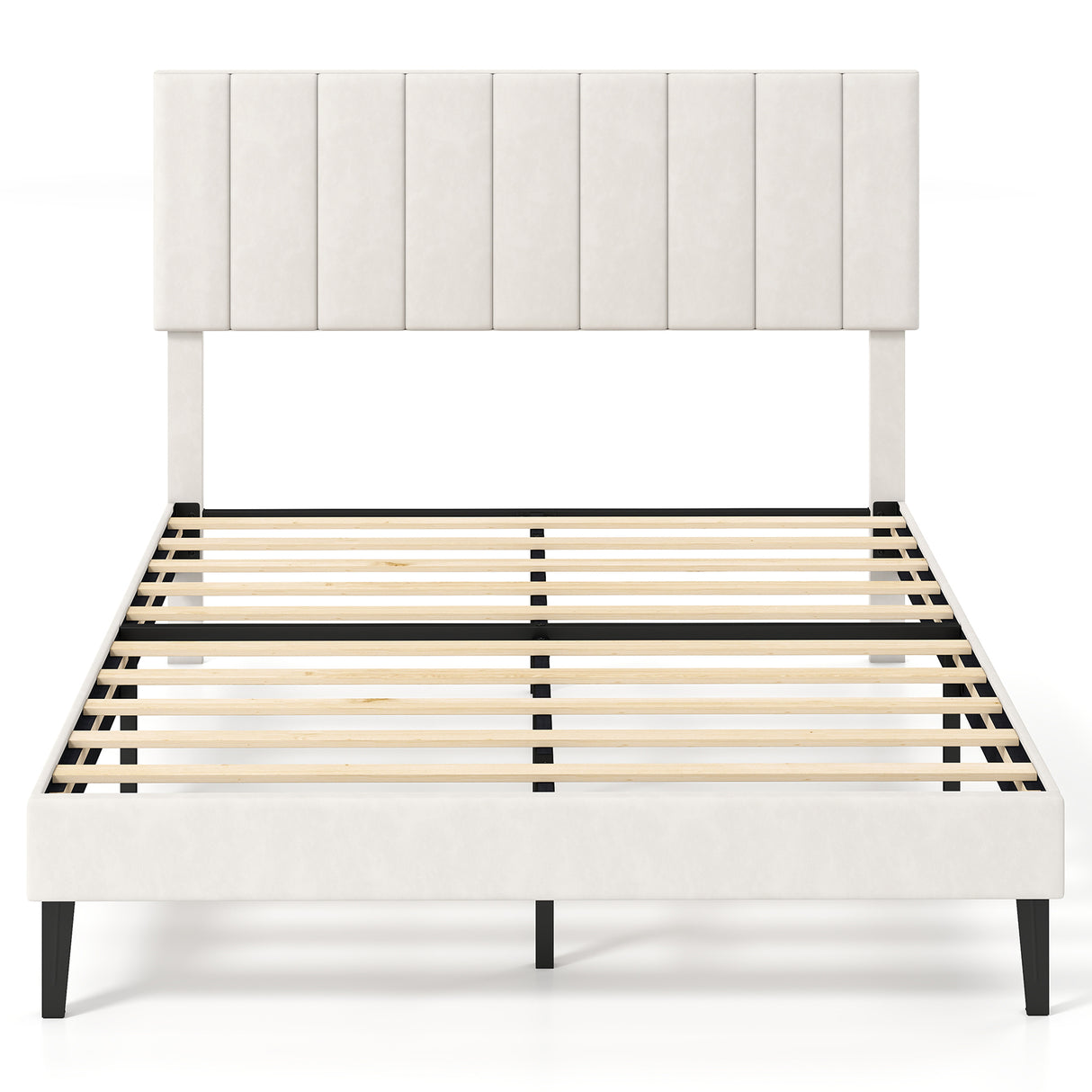 Queen Size Velvet Upholstered Platform Bed Frame