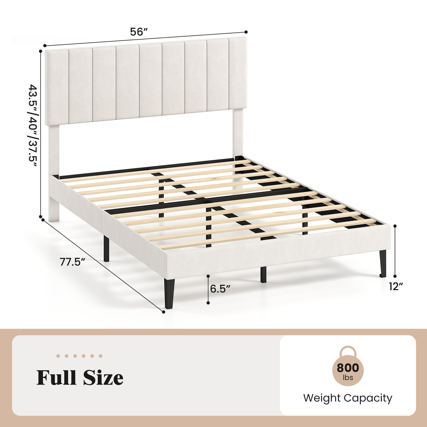 Queen Size Velvet Upholstered Platform Bed Frame