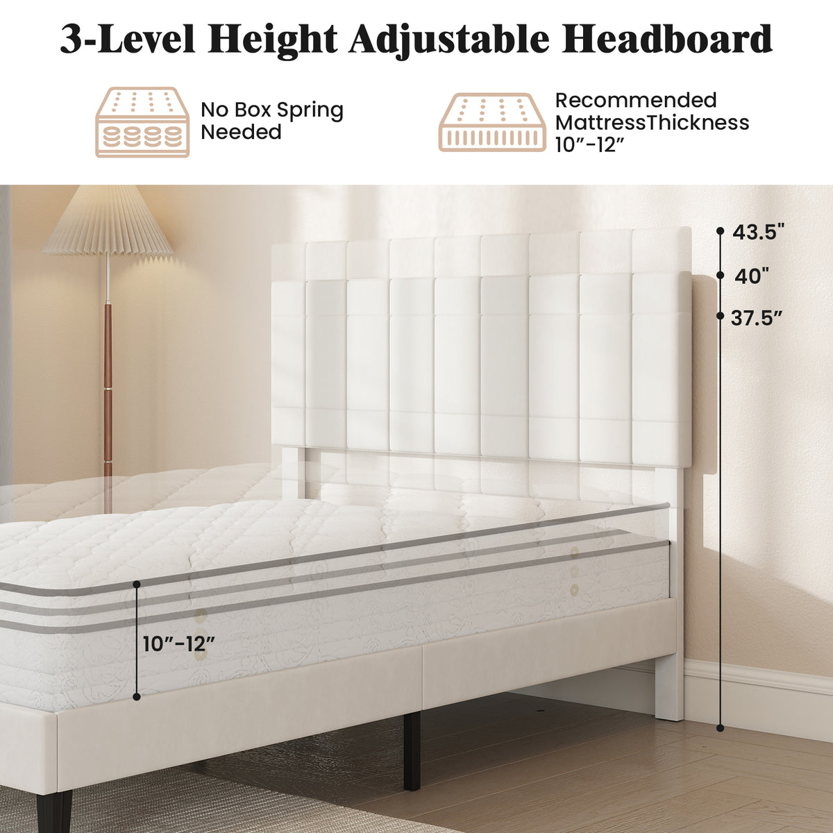 Queen Size Velvet Upholstered Platform Bed Frame