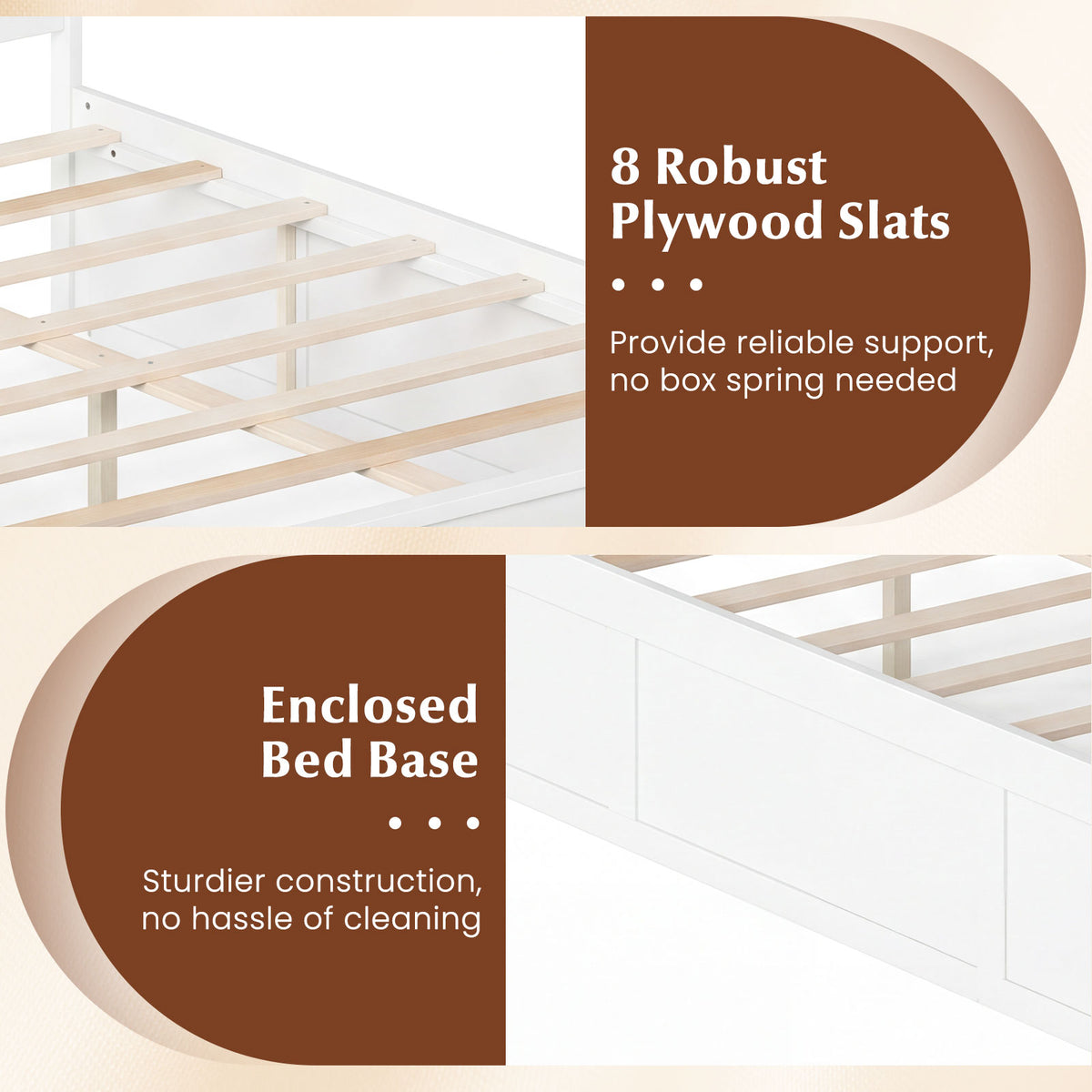 Full Size Wooden Platform Bed Frame with Storage Drawers