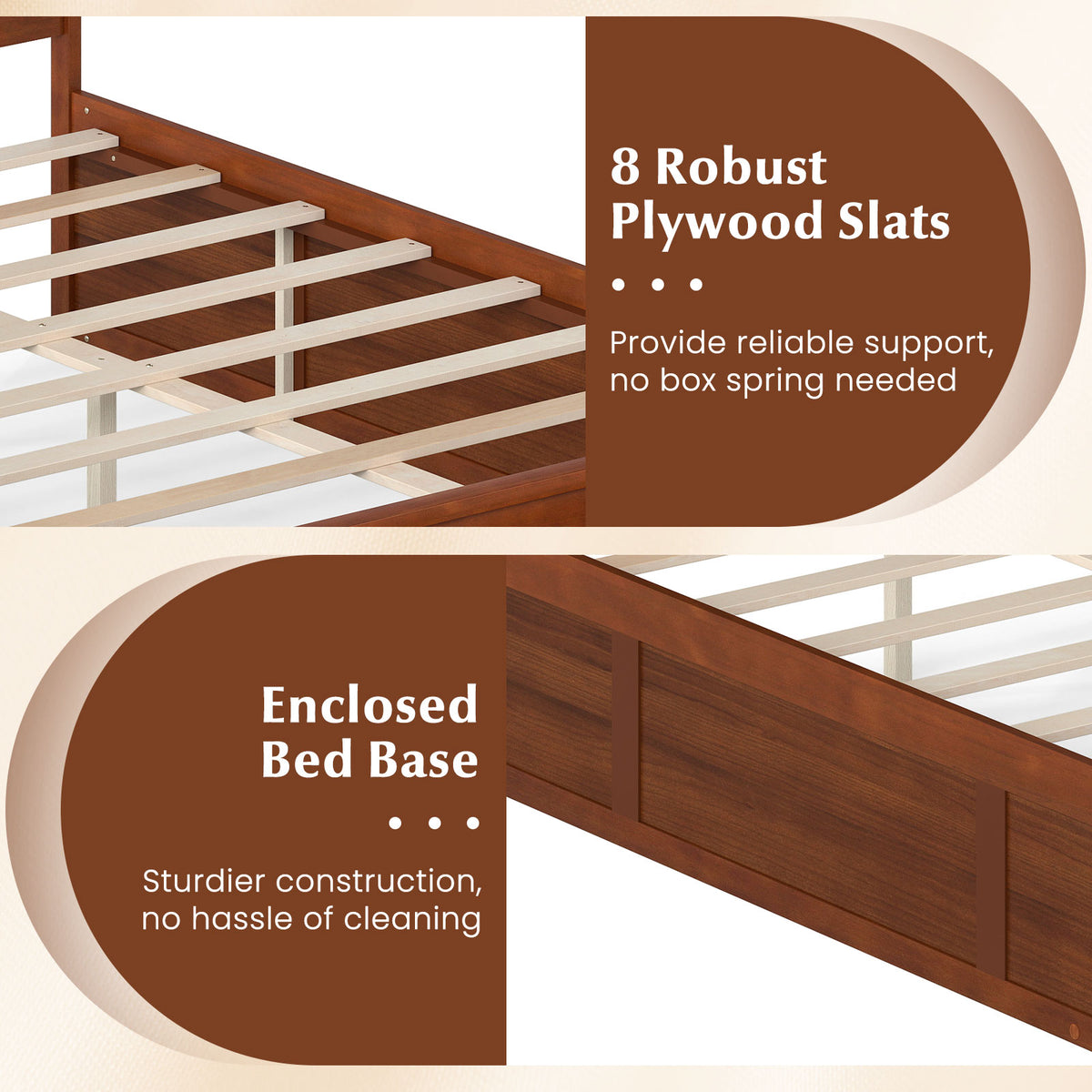 Full Size Wooden Platform Bed Frame with Storage Drawers