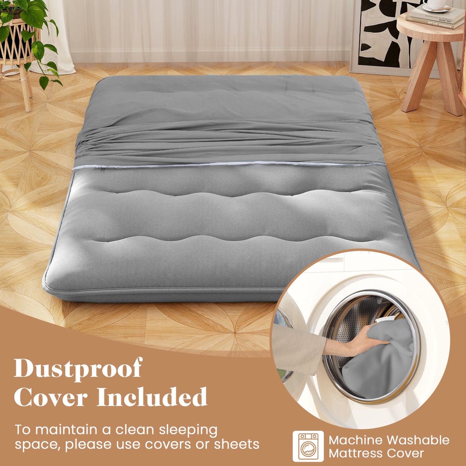 Futon Mattress with Washable Cover and Carry Bag