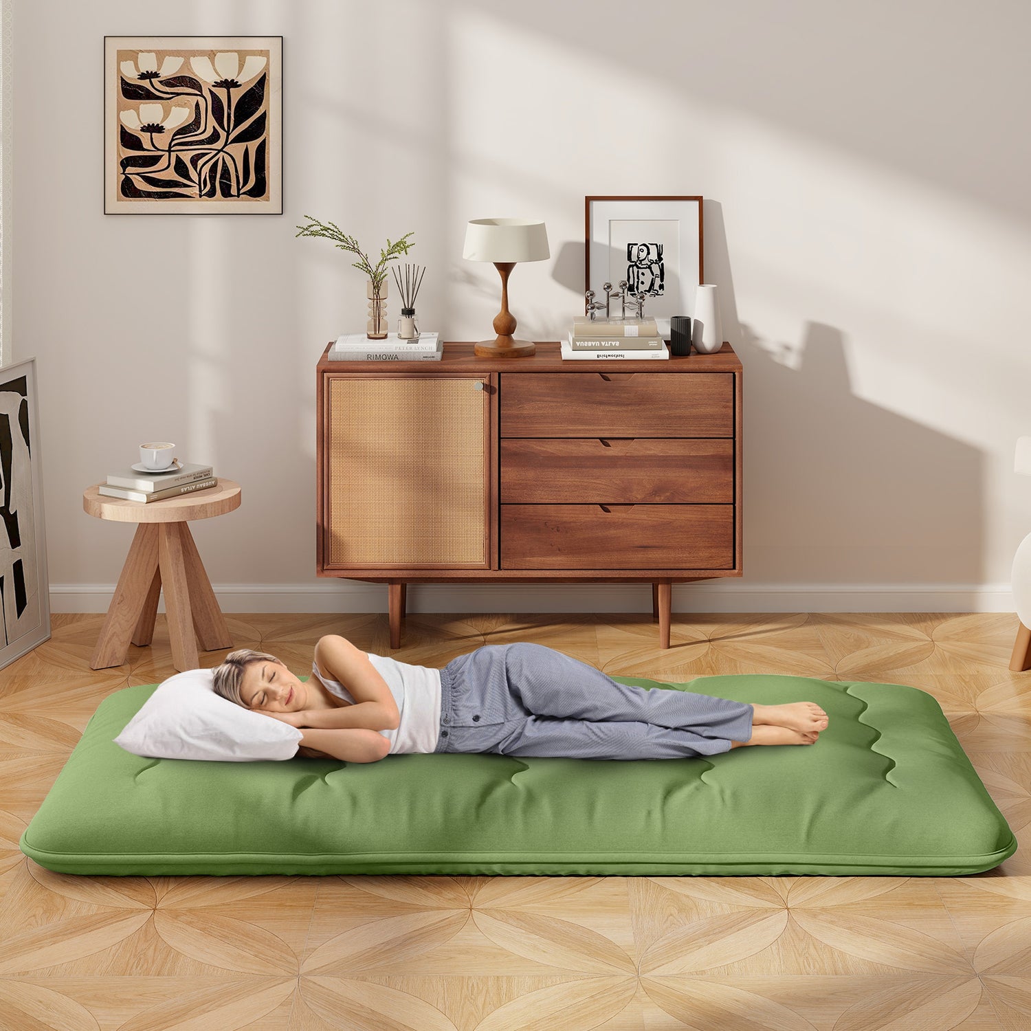 Floor Mattress with Washable Cover and Carry Bag
