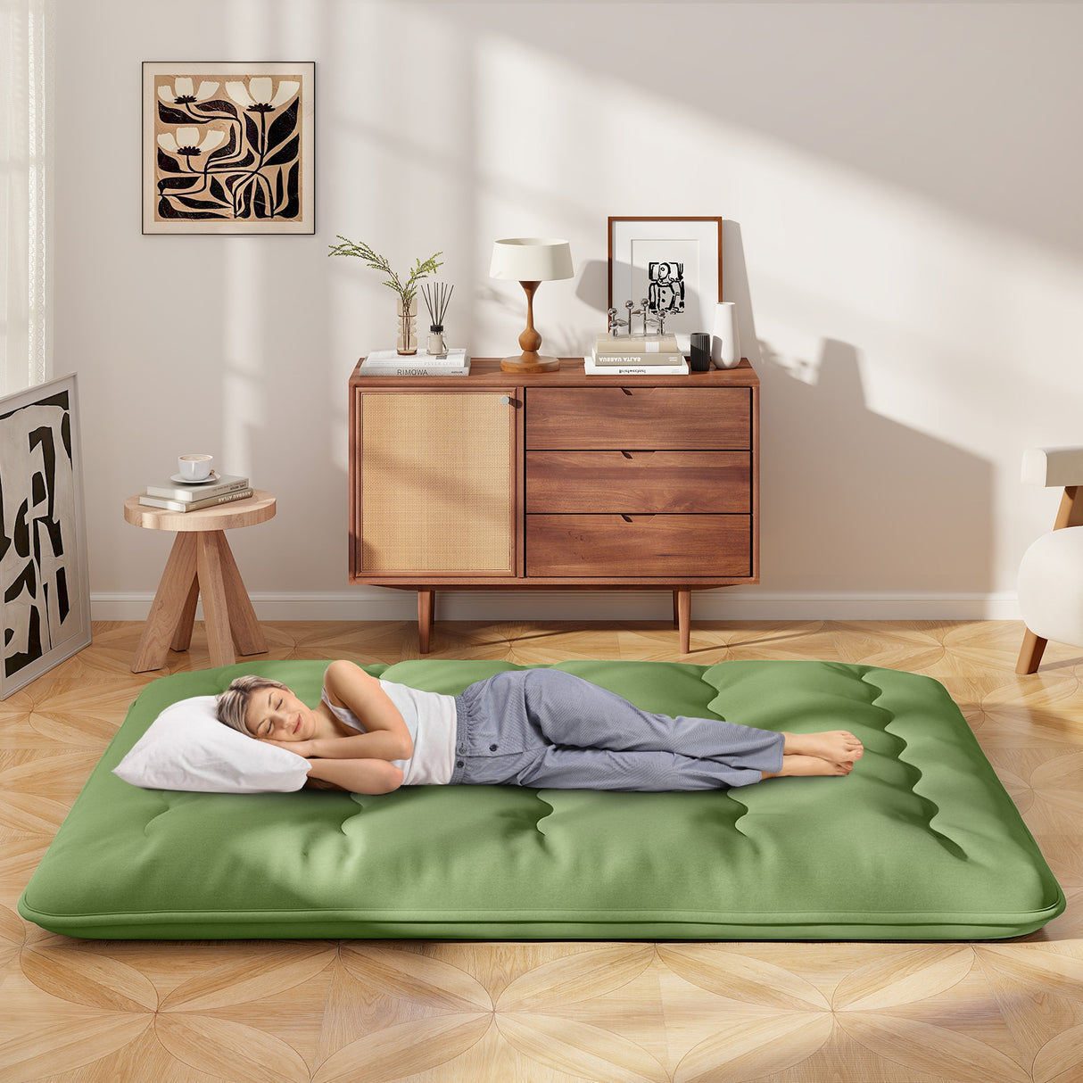 Floor Mattress with Washable Cover and Carry Bag