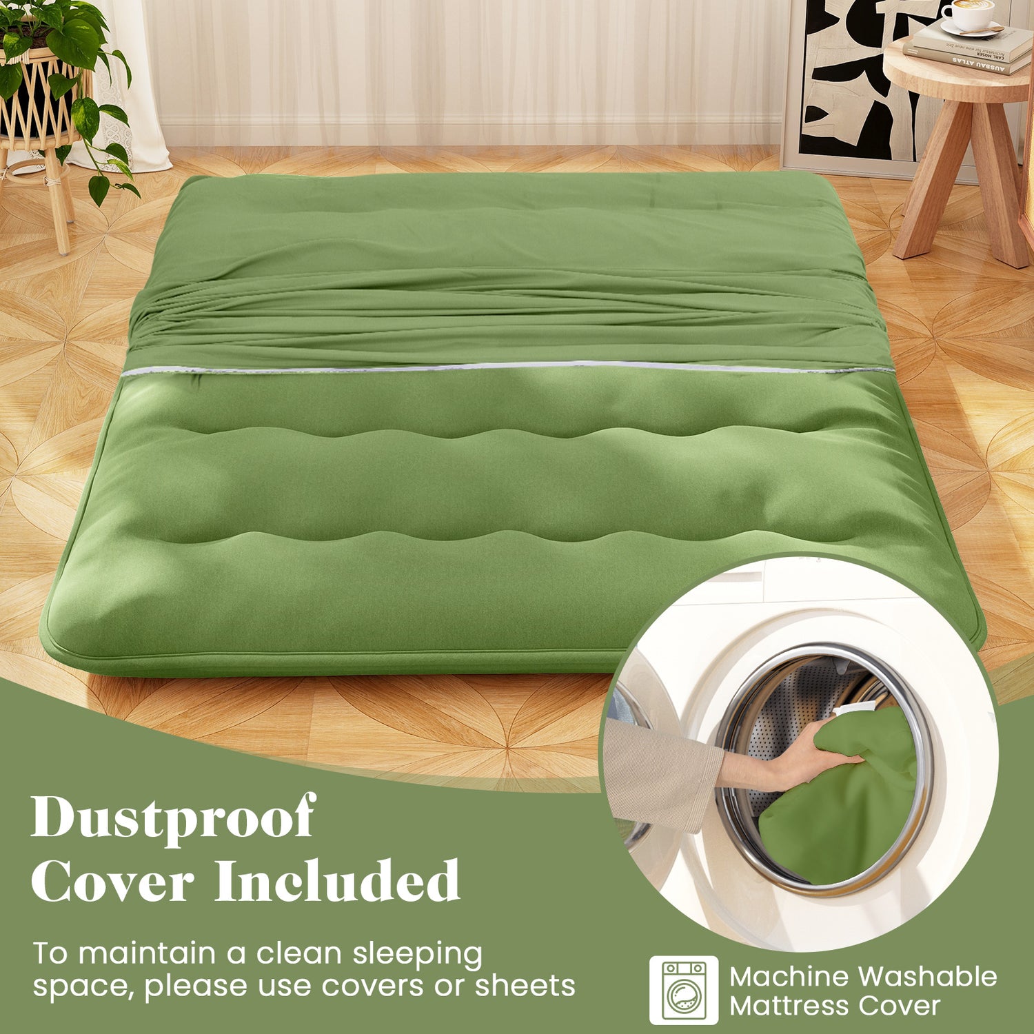 Floor Mattress with Washable Cover and Carry Bag