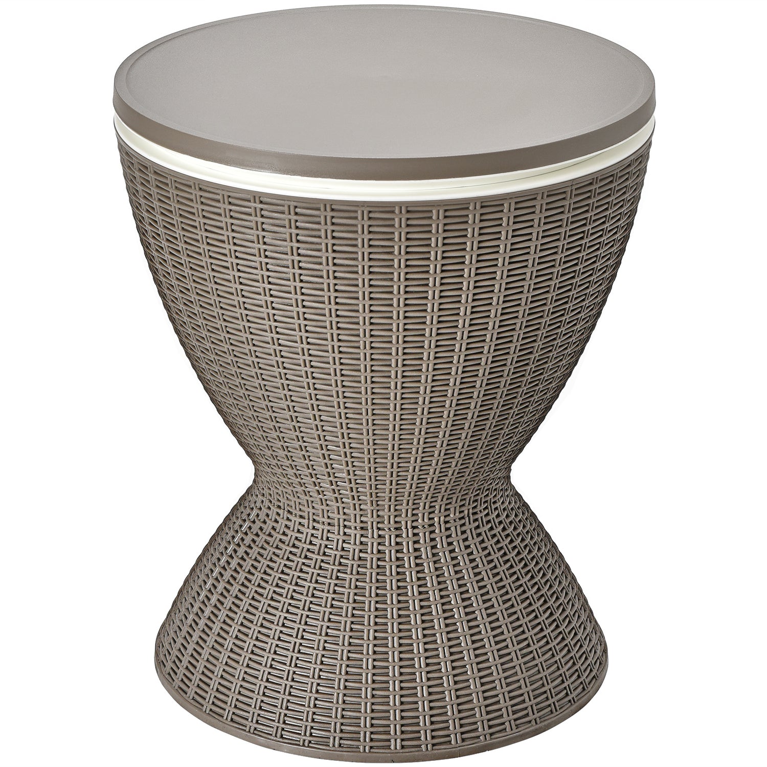 3 in 1 8 Gallon Patio Rattan Cooler Bar Table with Adjust Ice Bucket