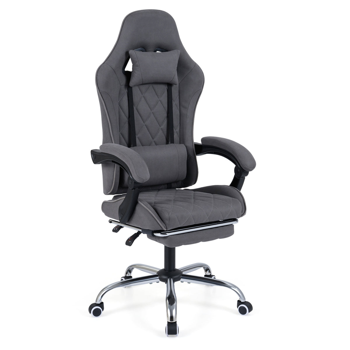 Gaming Chair Height Adjustable Computer Chair with Headrest and Lumbar Support-Gray