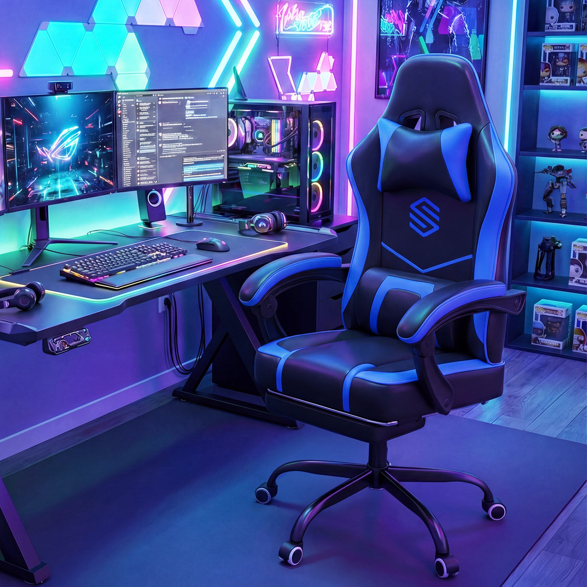 Gaming Chair Height Adjustable Computer Chair with Headrest Ergonomic Office Task Chair