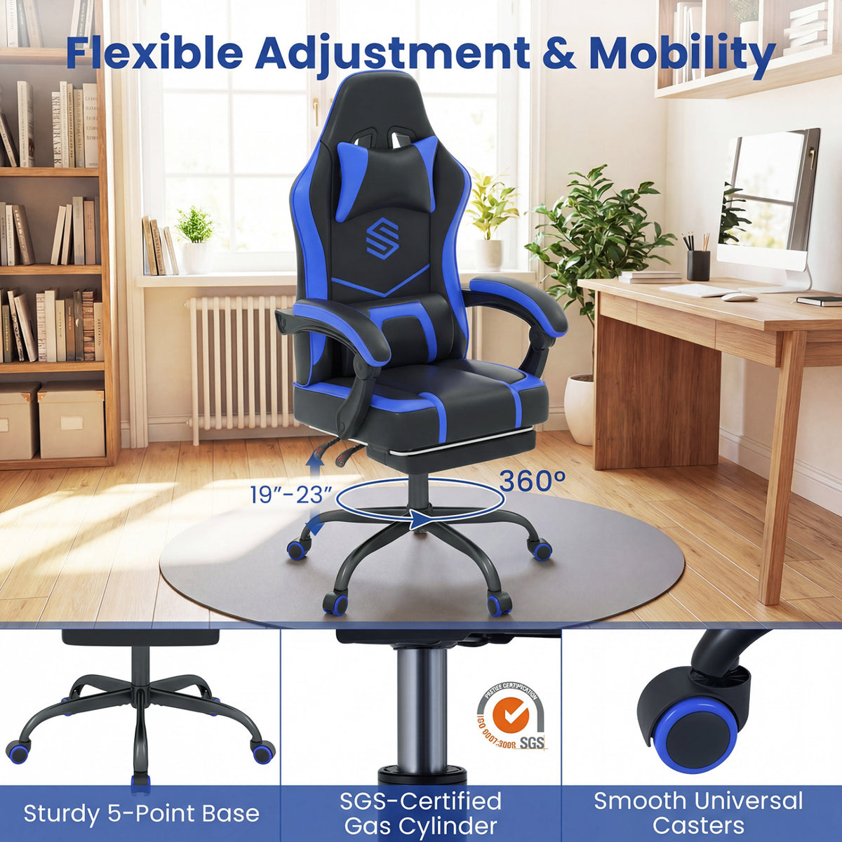 Gaming Chair Height Adjustable Computer Chair with Headrest Ergonomic Office Task Chair