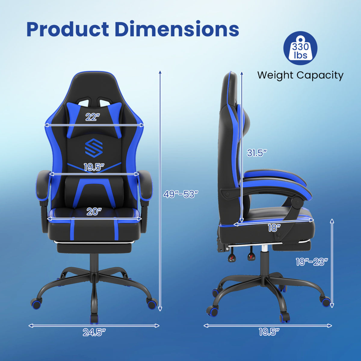 Gaming Chair Height Adjustable Computer Chair with Headrest Ergonomic Office Task Chair