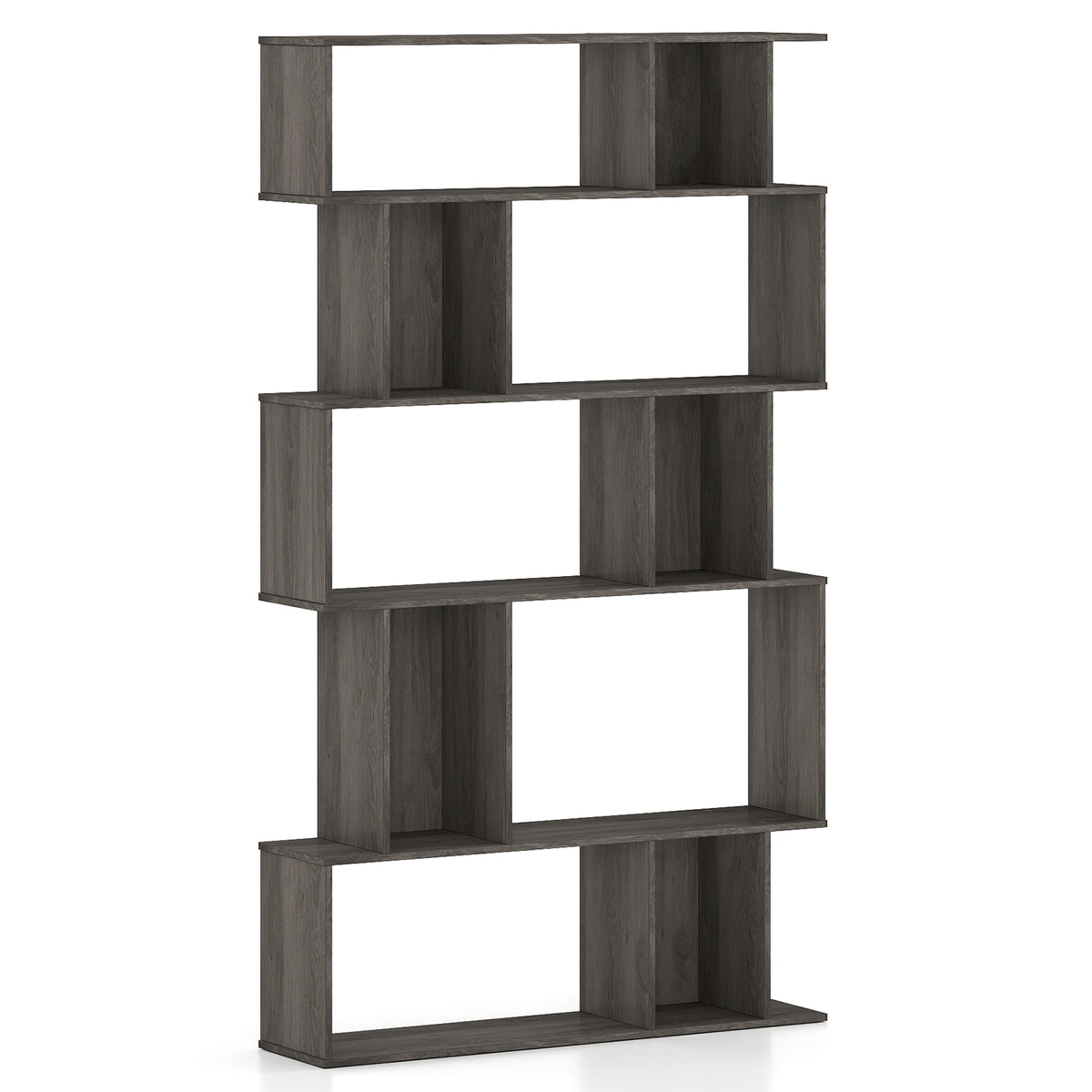 Geometric Bookshelf 5-Tier Bookcase with Open Shelves and Closed-back Cubes