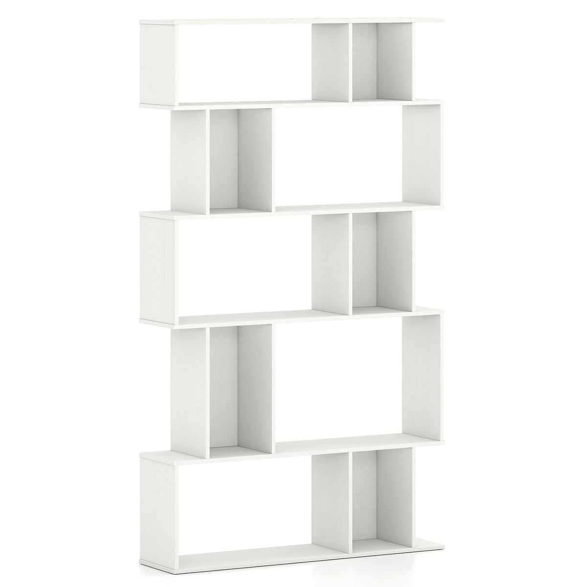 Geometric Bookshelf 5-Tier Bookcase with Open Shelves and Closed-back Cubes