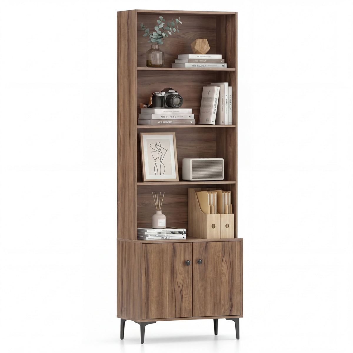 Giantex Bookshelf with Doors and 2 Anti-Tipping Kits for Home Office