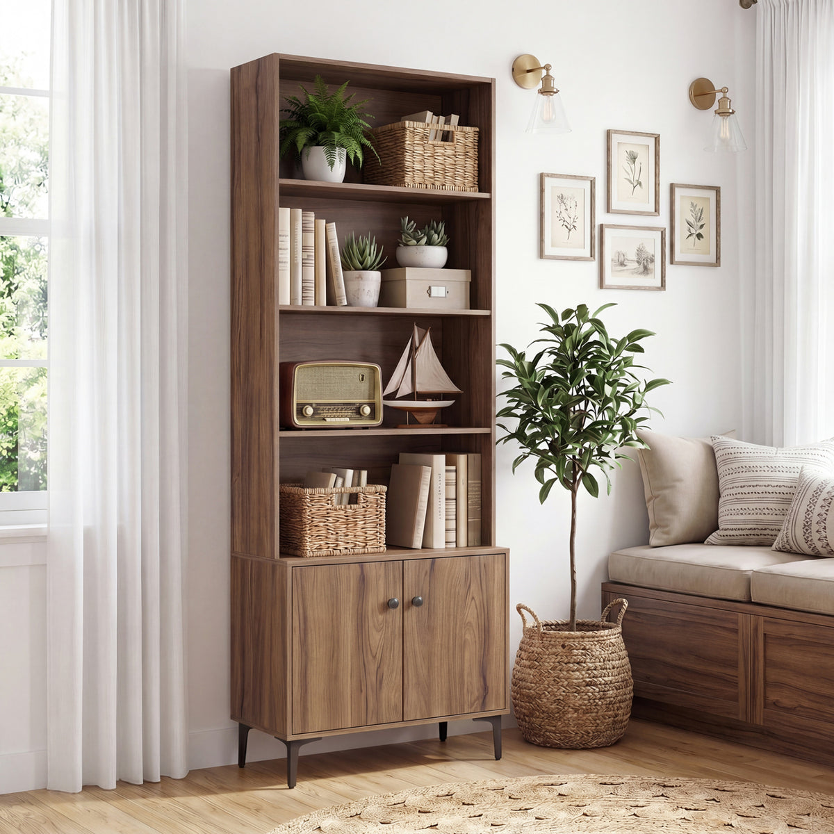 Giantex Bookshelf with Doors and 2 Anti-Tipping Kits for Home Office