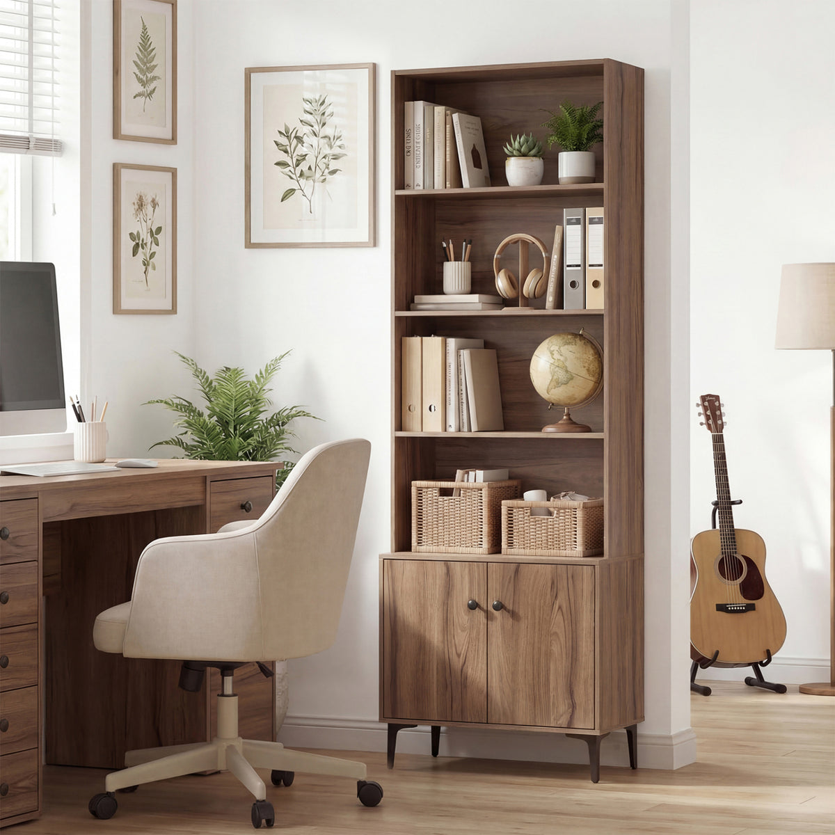 Giantex Bookshelf with Doors and 2 Anti-Tipping Kits for Home Office
