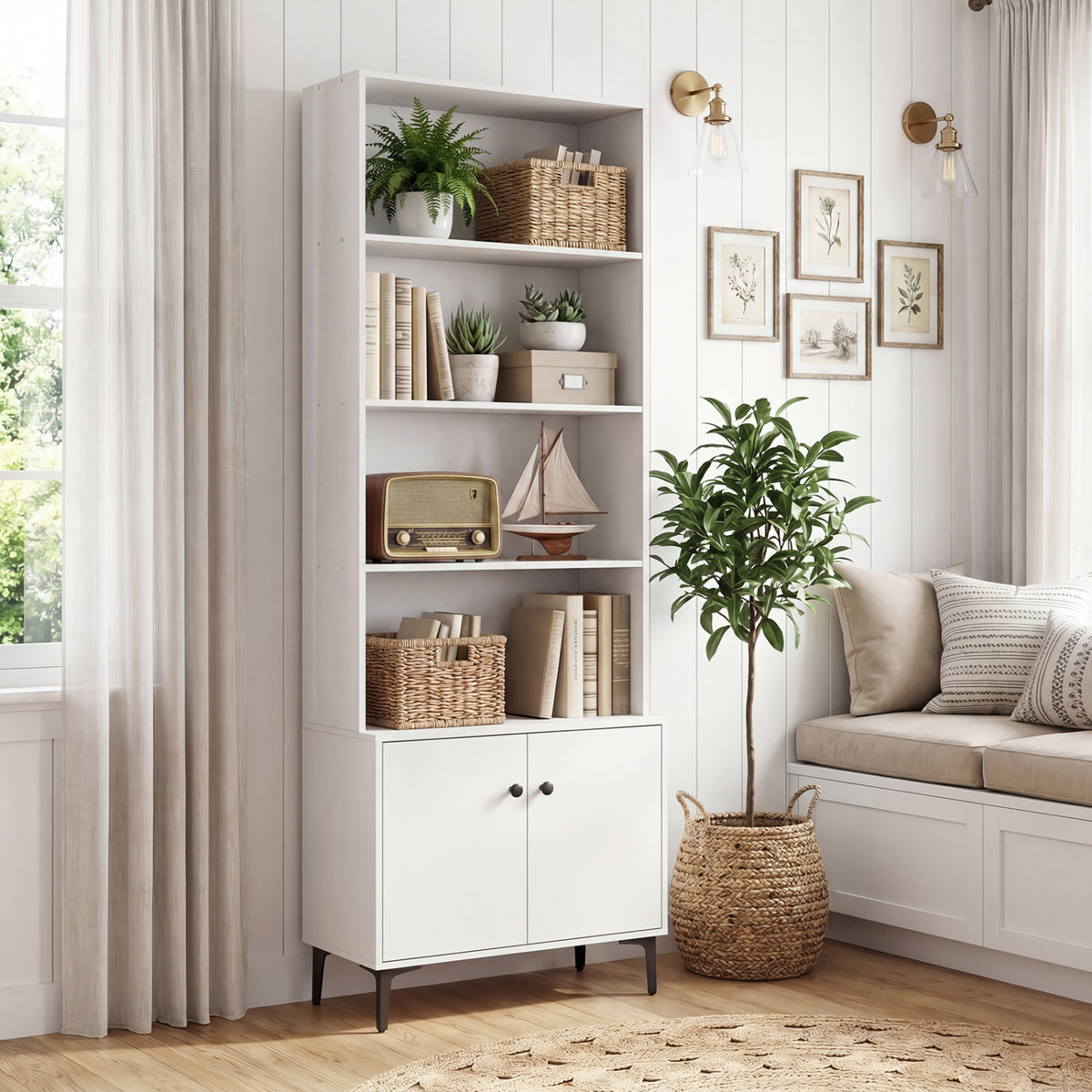 Giantex Bookshelf with Doors and 2 Anti-Tipping Kits for Home Office