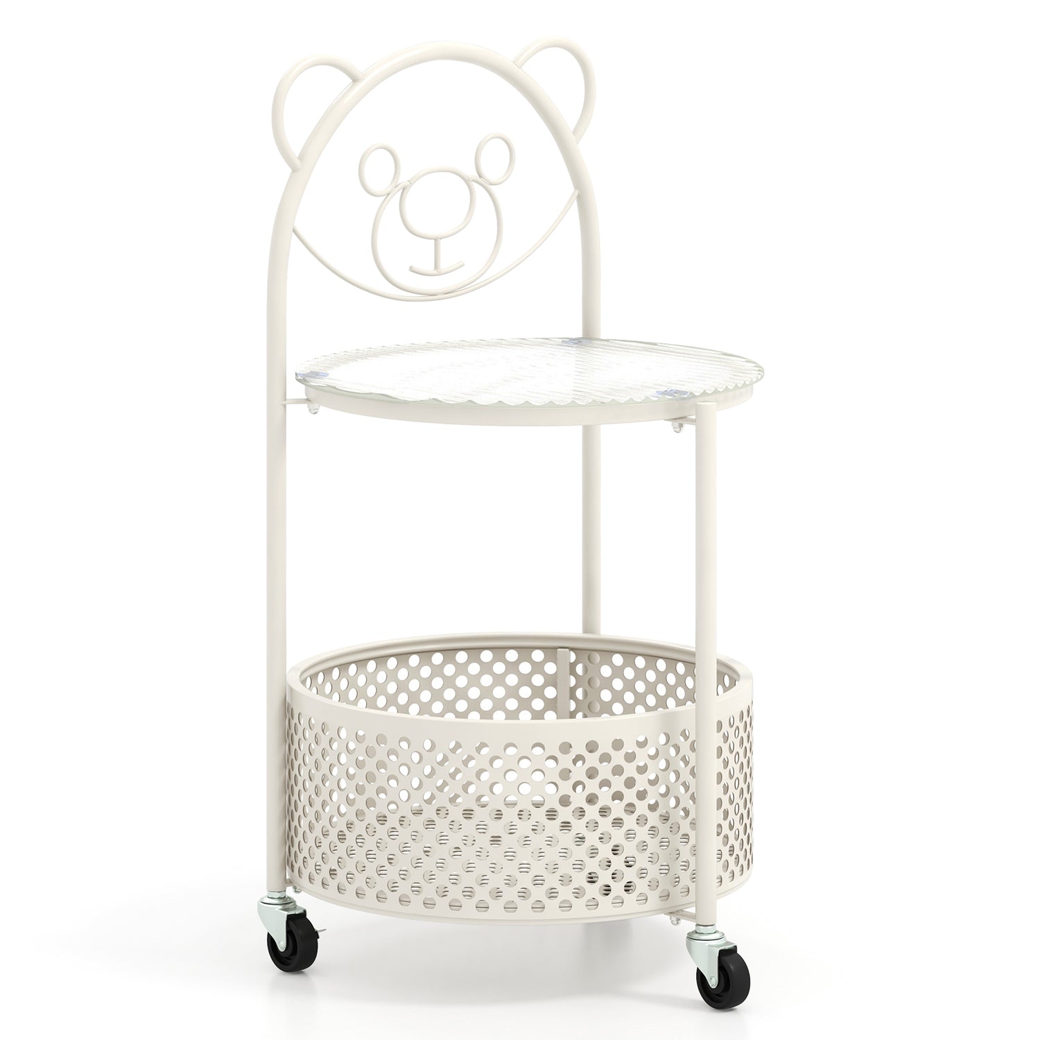 Modern Sofa Side Table on Lockable Wheels for Living Room Bedroom Study