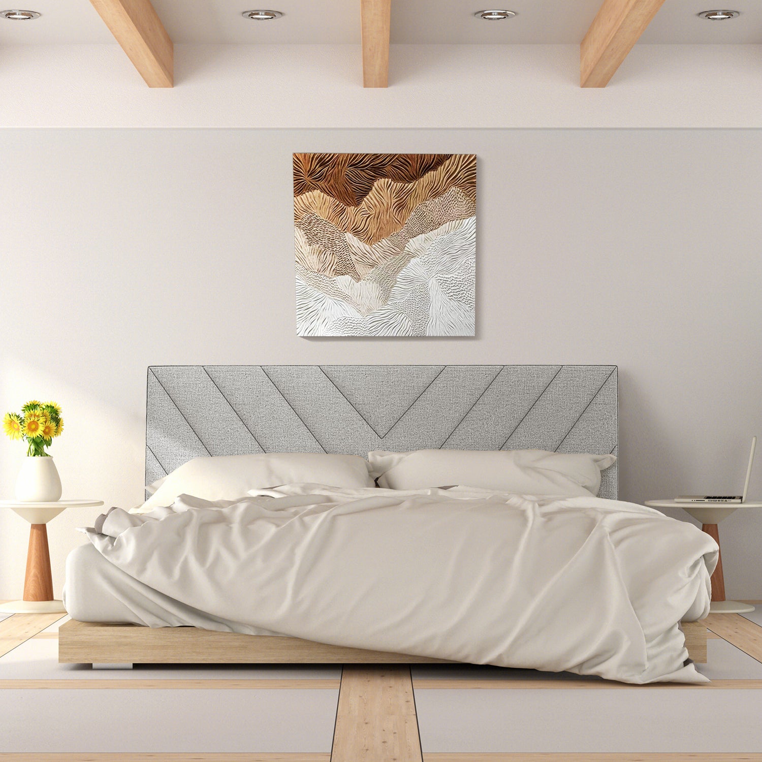 Linen Upholstered Headboard for Full and Queen Size Bed Frames