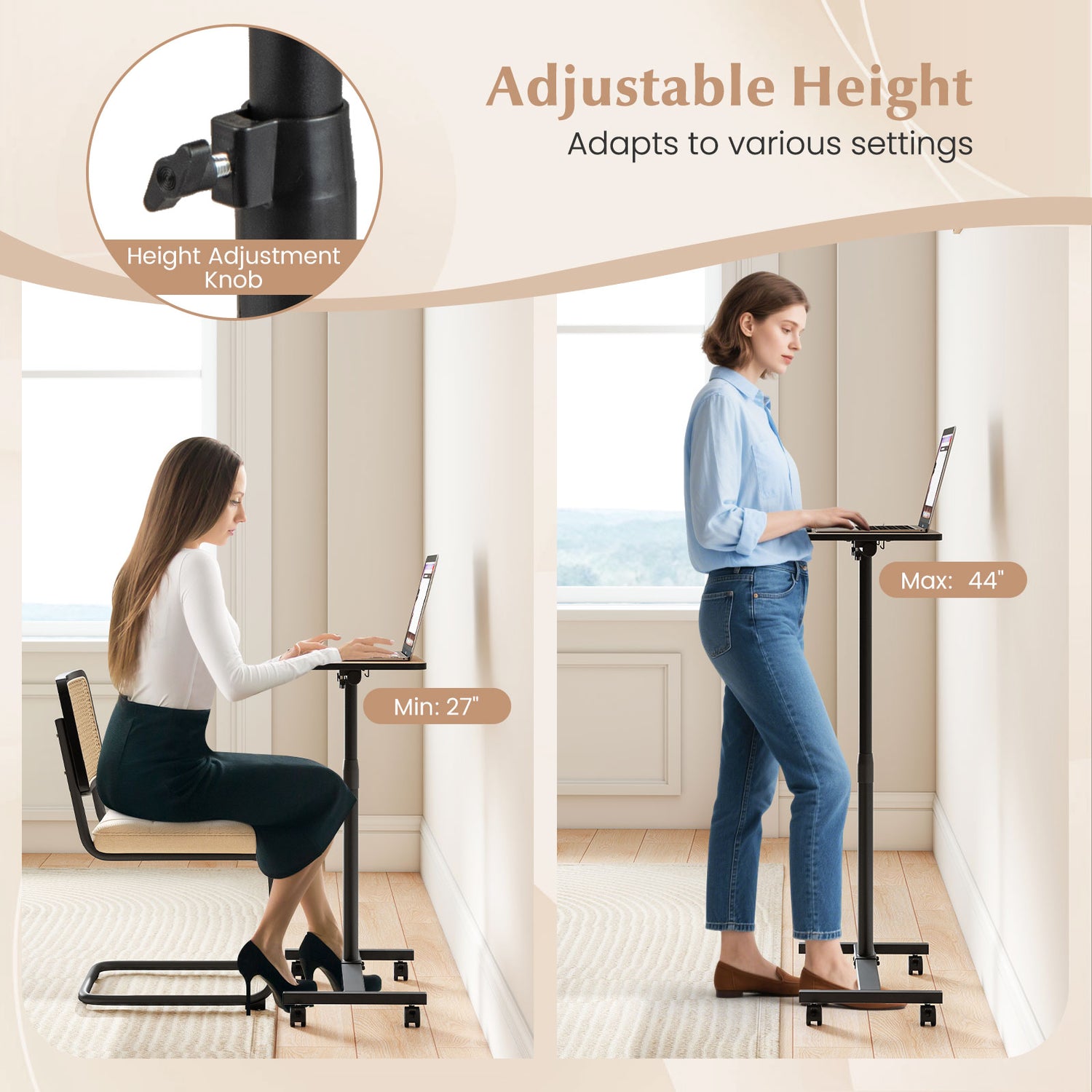Overbed Rolling Food Tray Table