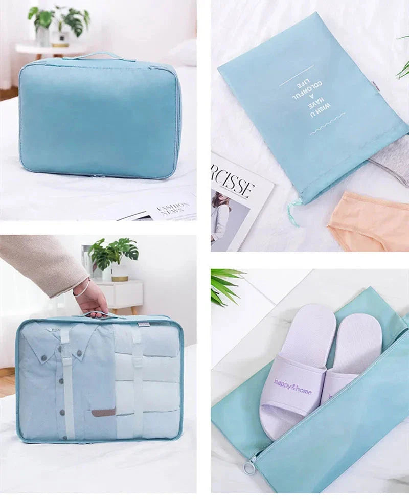 9 Pieces Set Travel Organizer Storage Bags Suitcase Packing Set Storage Cases Portable Luggage Organizer Clothes Shoe Tidy Pouch