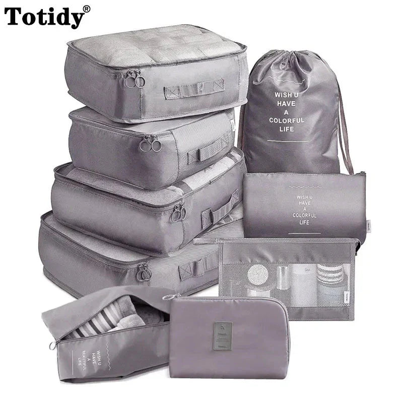 9 Pieces Set Travel Organizer Storage Bags Suitcase Packing Set Storage Cases Portable Luggage Organizer Clothes Shoe Tidy Pouch