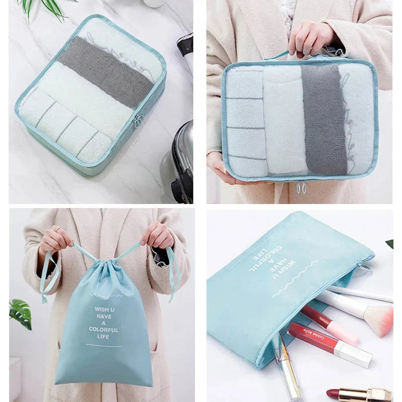 9 Pieces Set Travel Organizer Storage Bags Suitcase Packing Set Storage Cases Portable Luggage Organizer Clothes Shoe Tidy Pouch