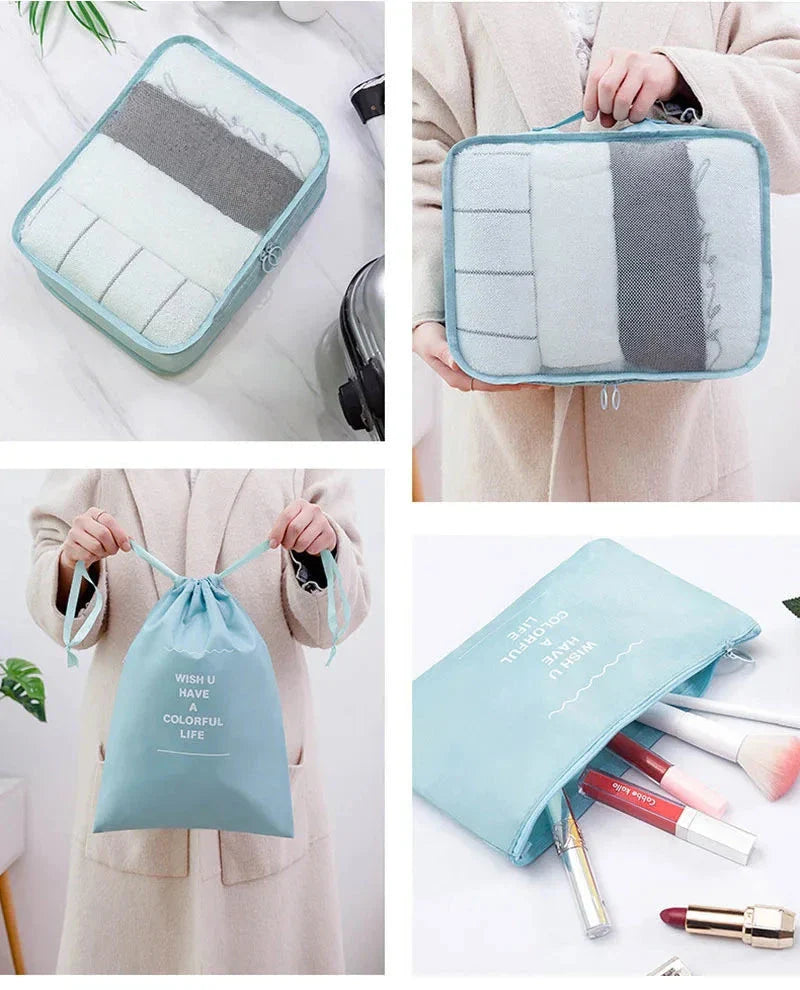 9 Pieces Set Travel Organizer Storage Bags Suitcase Packing Set Storage Cases Portable Luggage Organizer Clothes Shoe Tidy Pouch