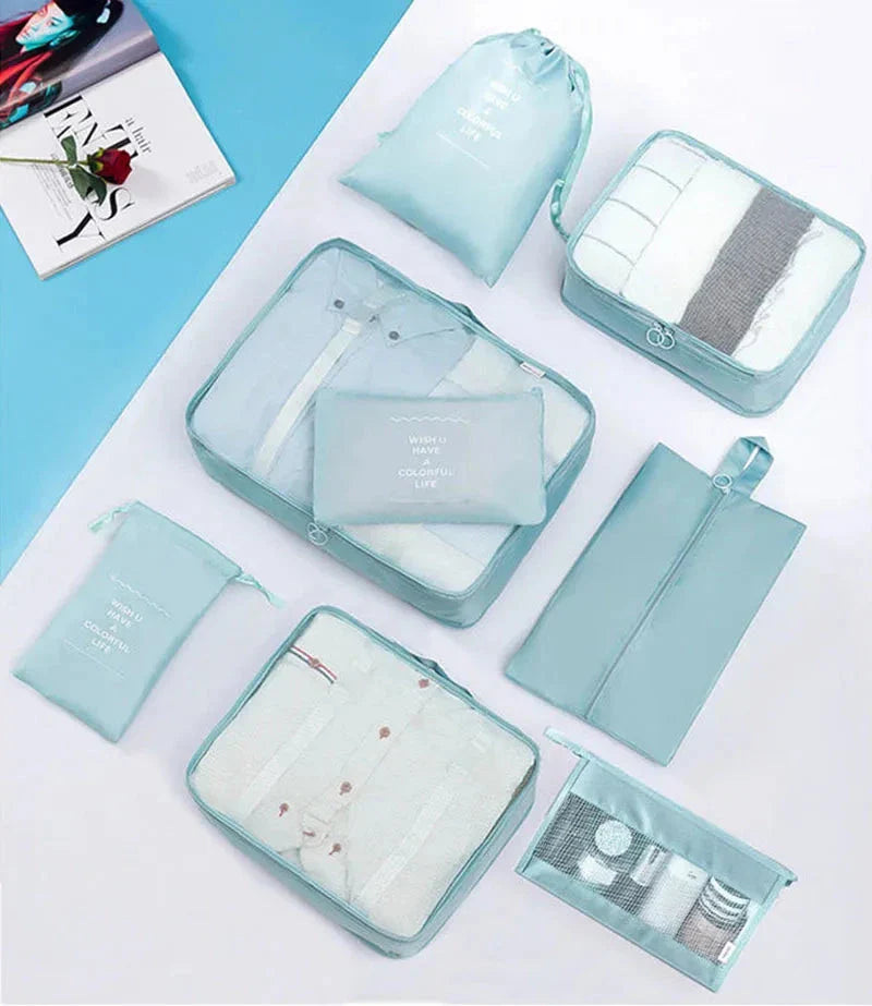 9 Pieces Set Travel Organizer Storage Bags Suitcase Packing Set Storage Cases Portable Luggage Organizer Clothes Shoe Tidy Pouch