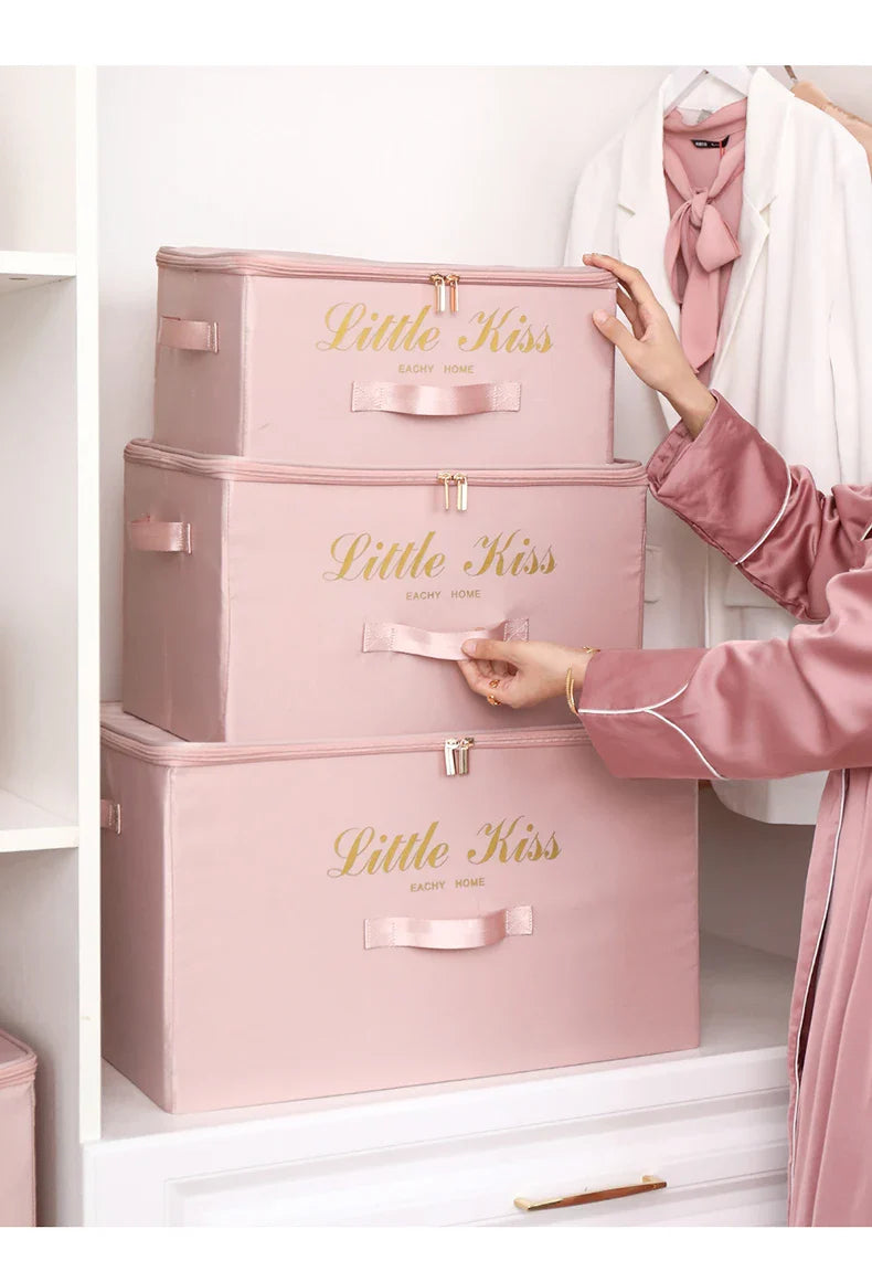 Foldable Storage Box Clothing Quilt Organizer Fabric Caja Organizadora Clothes Container Closet Home Organizer Large Capacity