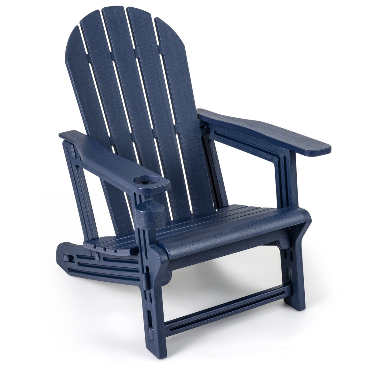 HDPE Adirondack Chair with Cup Holder and Wooden Texture for Patio