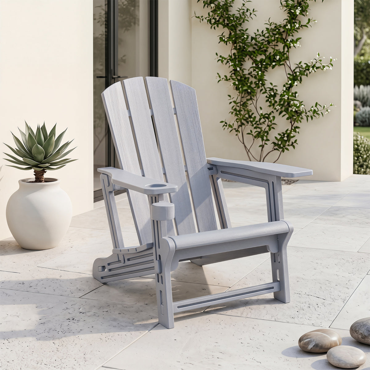 HDPE Adirondack Chairs with Realistic Wood Grain for Backyard Lawn