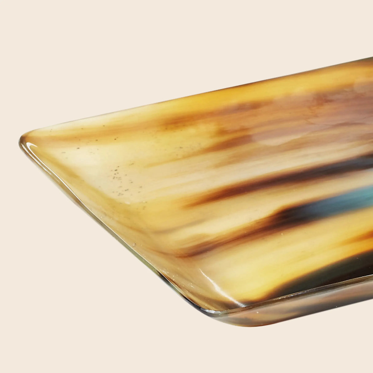 Decorative Horn Vanity Serving Tray in 4x7 inch, Black & Brown