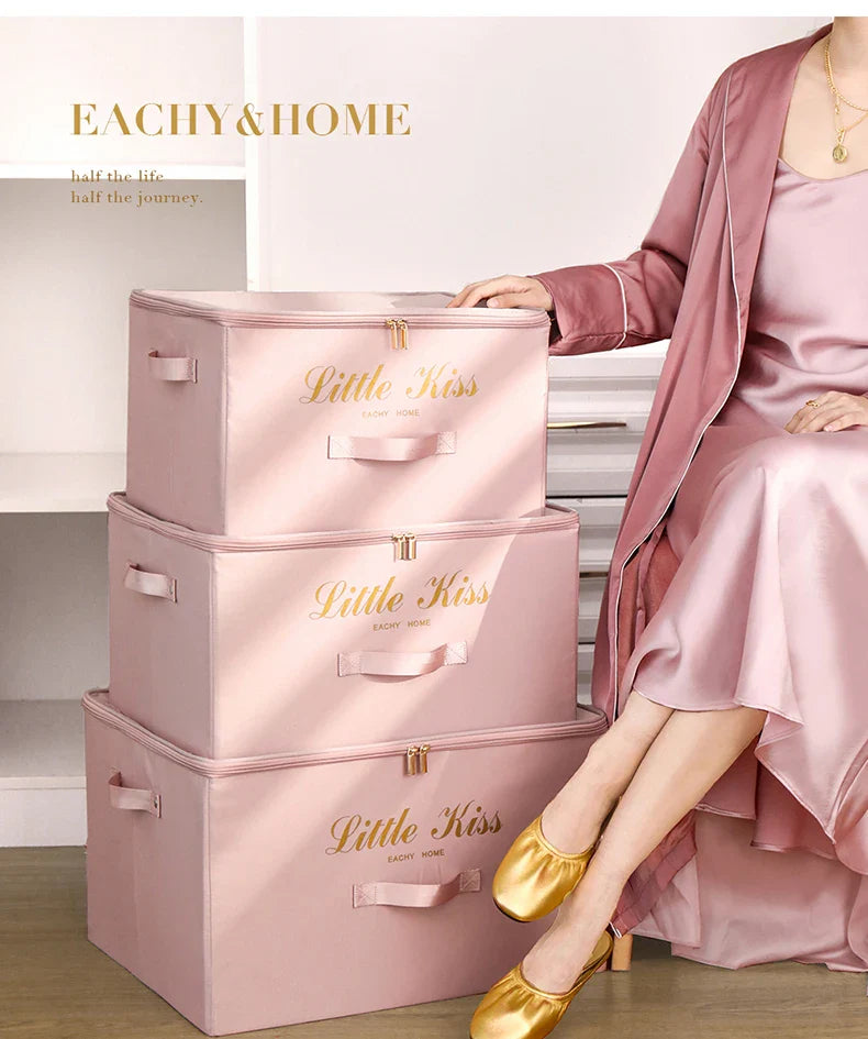 Foldable Storage Box Clothing Quilt Organizer Fabric Caja Organizadora Clothes Container Closet Home Organizer Large Capacity