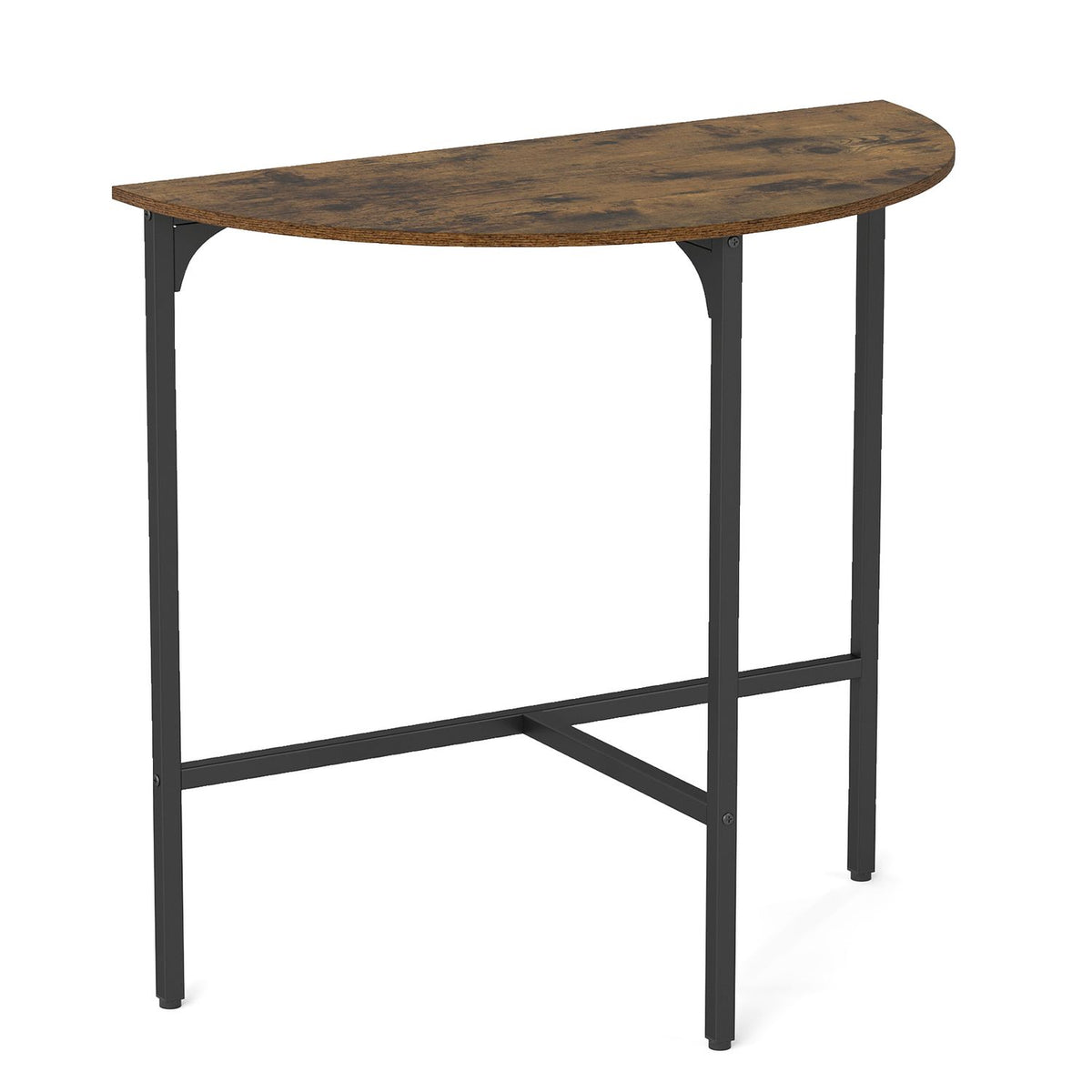 Half-moon Console Table Semi-circular Industrial Sofa Couch Table-Rustic Brown