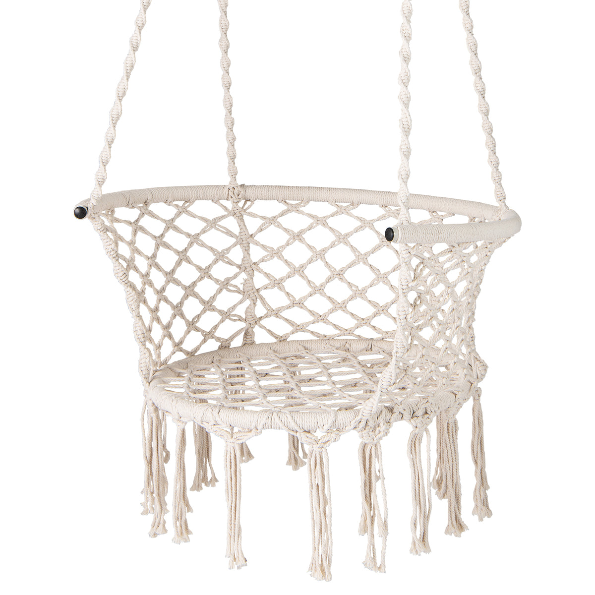 Hammock Chair Macrame Swing Hanging Cotton Rope Chair-Beige
