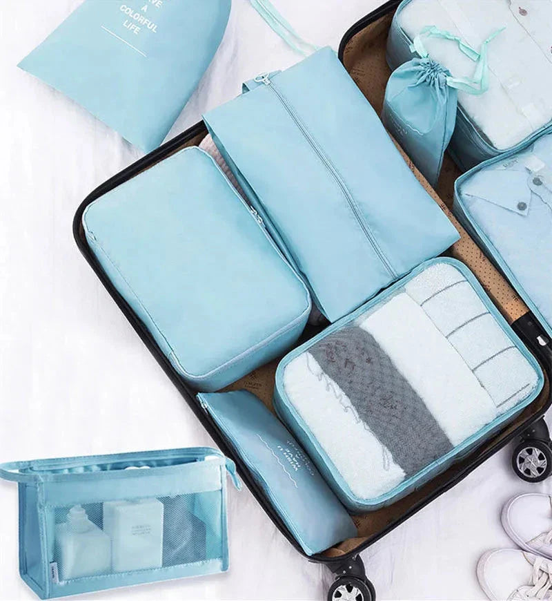 9 Pieces Set Travel Organizer Storage Bags Suitcase Packing Set Storage Cases Portable Luggage Organizer Clothes Shoe Tidy Pouch