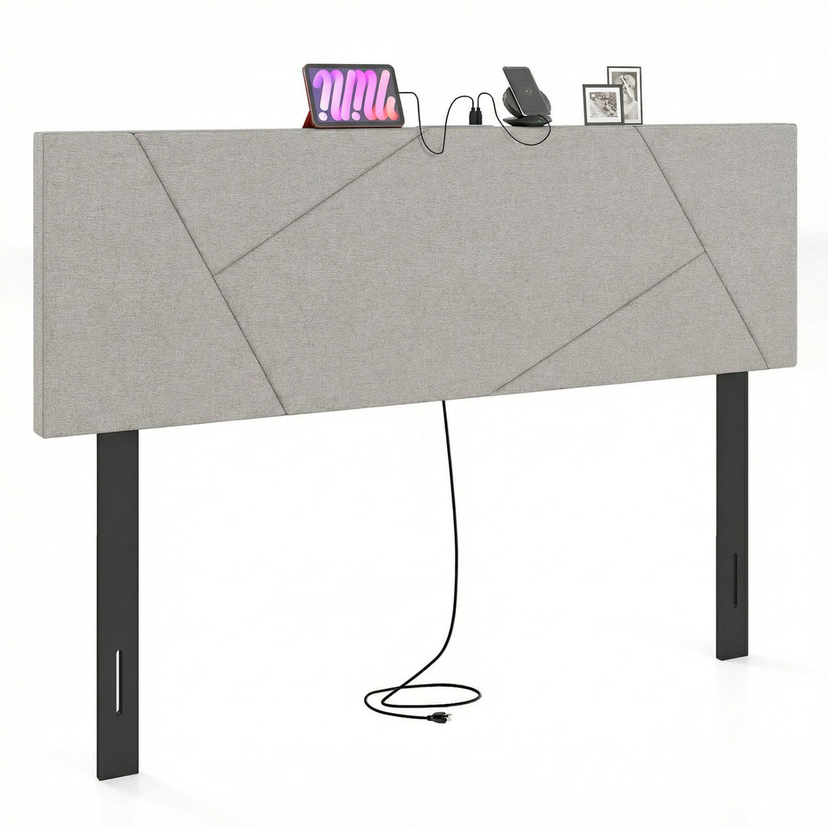 Headboard for Full Size Bed and Queen Geometric Upholstered Head Board