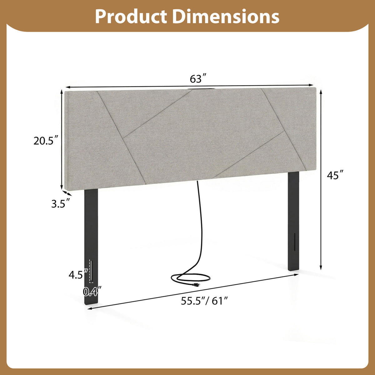 Headboard for Full Size Bed and Queen Geometric Upholstered Head Board