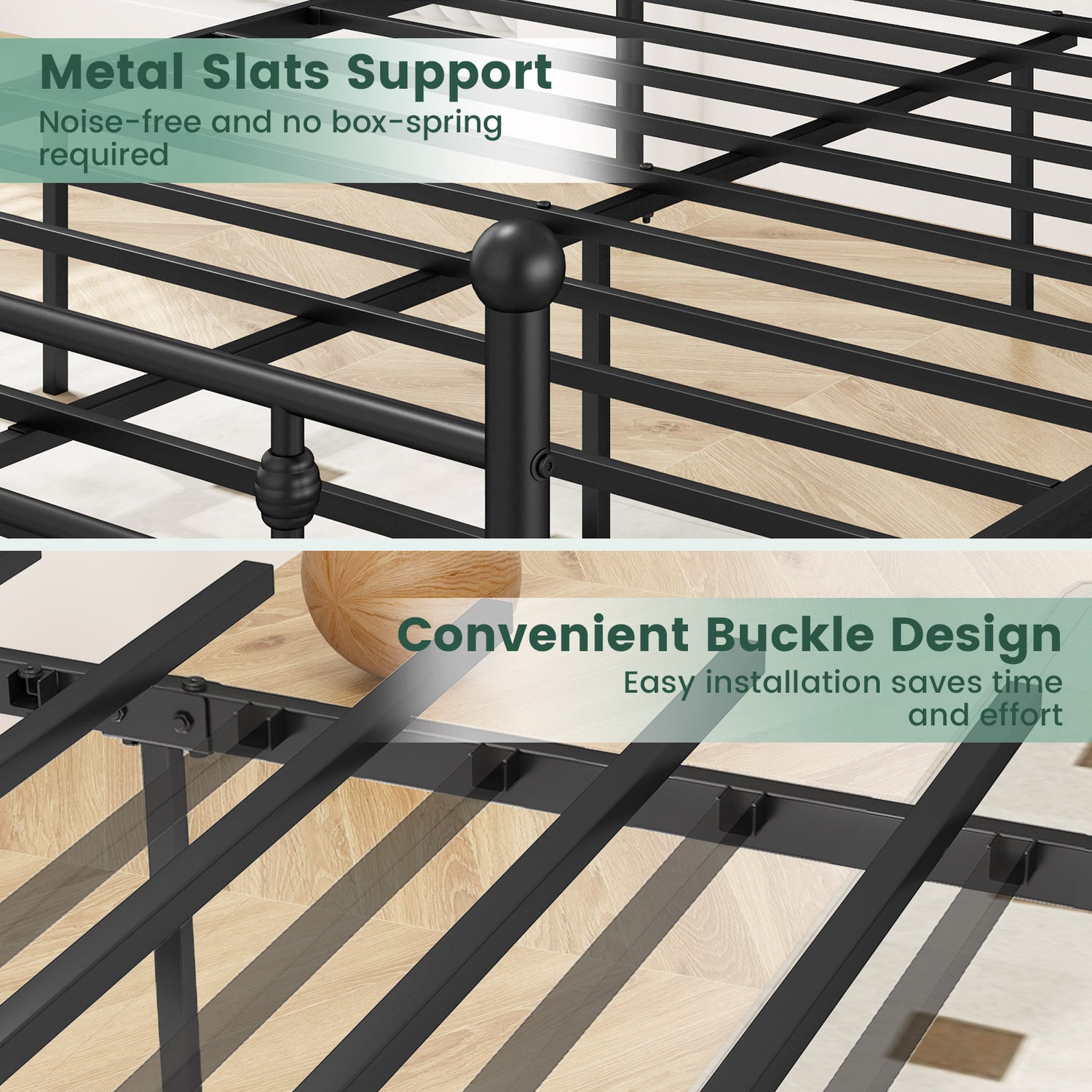 Full/Queen/Twin Size Heavy-duty Metal Bed Frame with Headboard