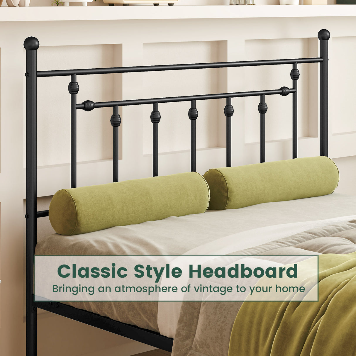 Full/Queen/Twin Size Heavy-duty Metal Bed Frame with Headboard