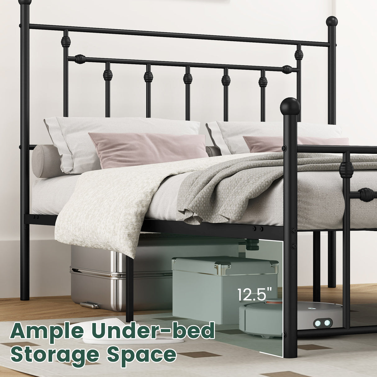 Full/Queen/Twin Size Heavy-duty Metal Bed Frame with Headboard