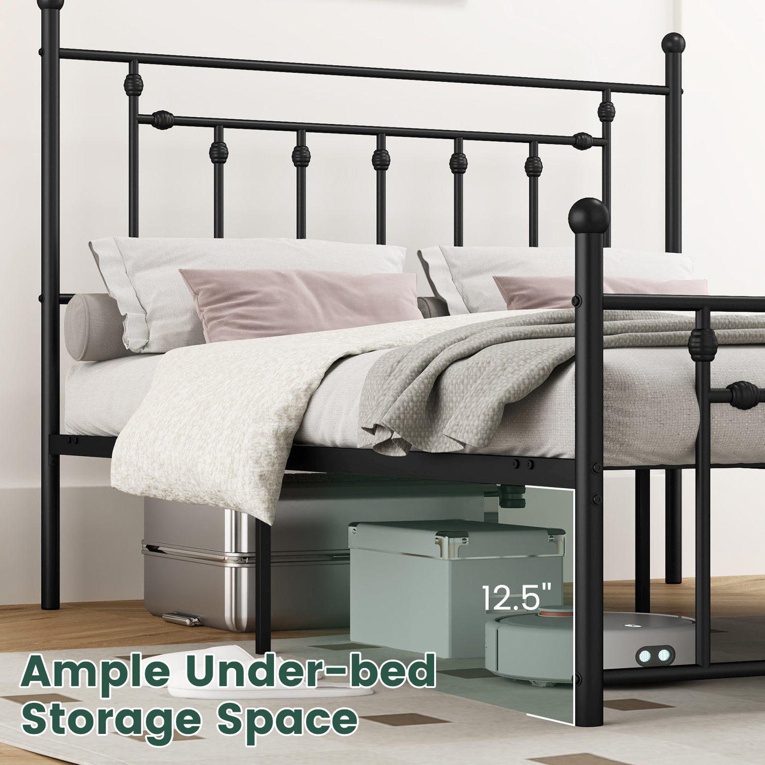 Full/Queen/Twin Size Heavy-duty Metal Bed Frame with Headboard
