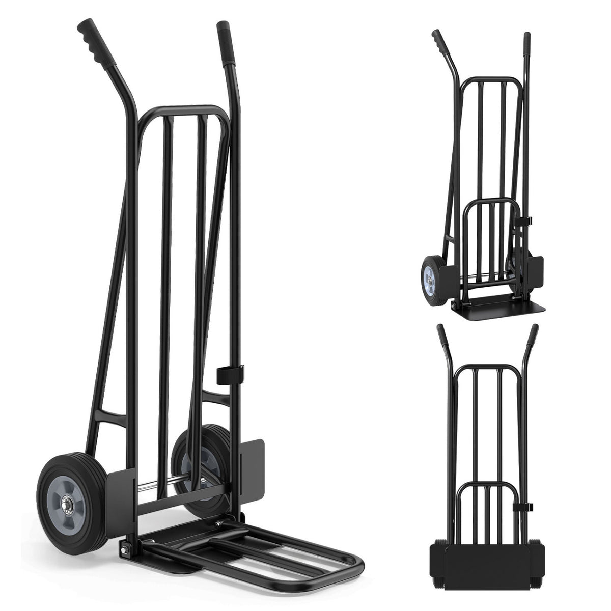 Heavy Duty Hand Truck Dolly with Dual Foldable Nose Plates