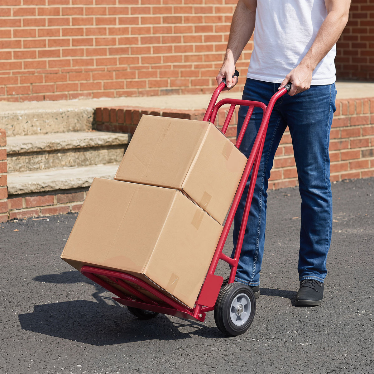 Heavy Duty Hand Truck Dolly with Dual Foldable Nose Plates